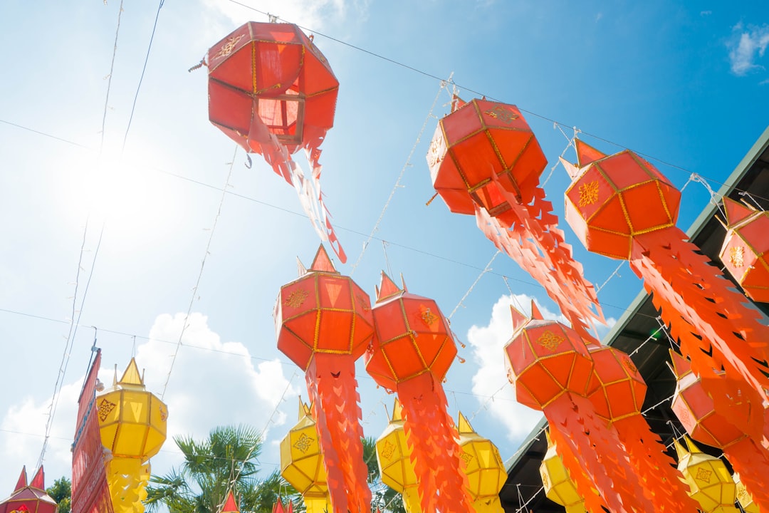Sky lanterns floating over Chiang Mai during Yi Peng festival